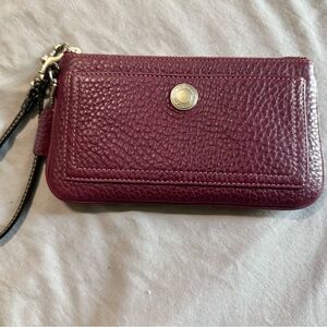 Coach Red Leather Phone Case with Wrist Strap